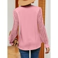 thumbnail image 4 of SHIBEVER Long Sleeve T Shirts for Women Casual V Neck Loose Tunic Tops Fashion Puff Lace Tops for Lady Tops Size L, 4 of 5
