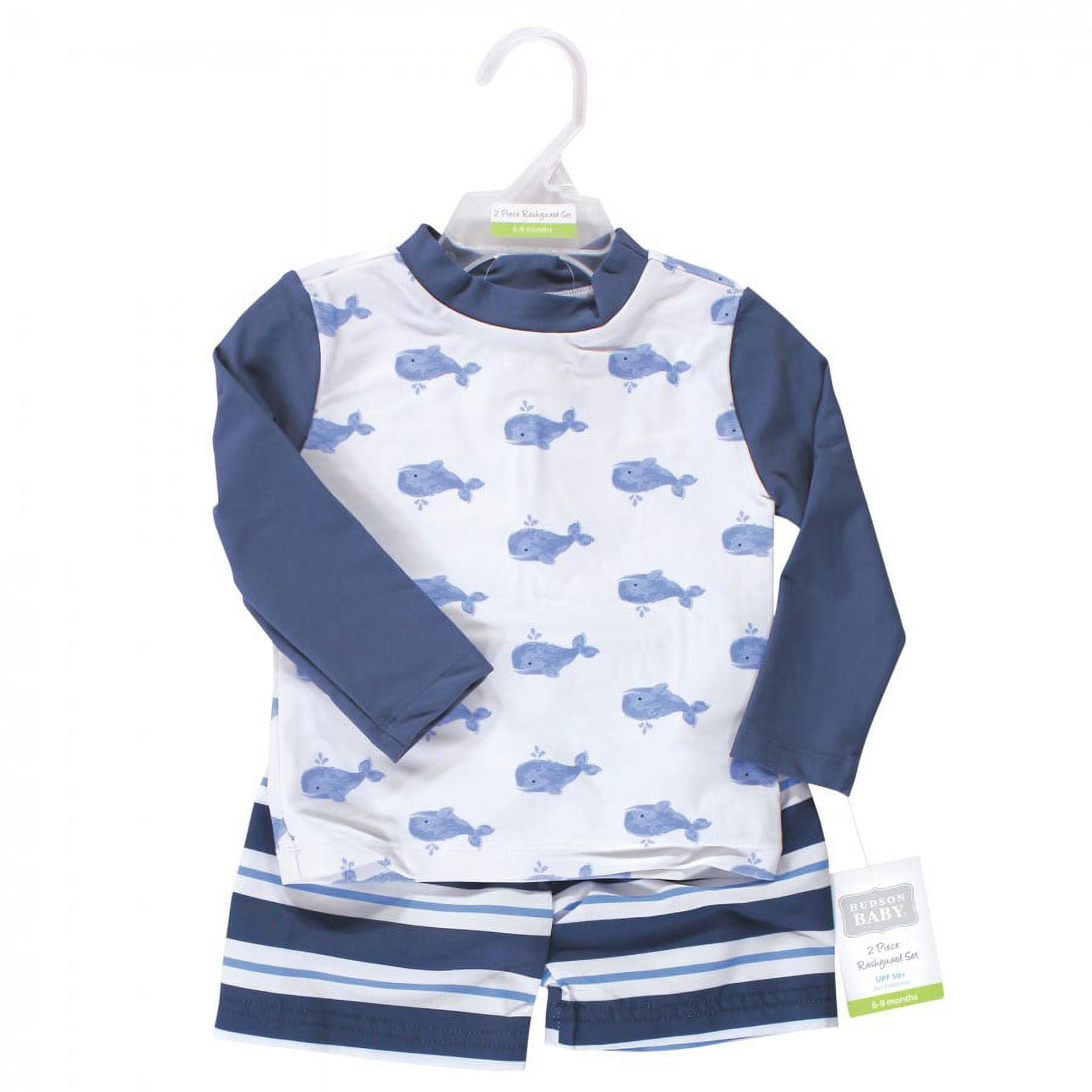 Hudson Baby Infant Boy Swim Rashguard Set, Blue Whale, 18-24 Months