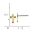 thumbnail image 2 of 14k Yellow Gold Mini Cross Post Earrings - .8 Grams - Measures 10x7mm, 2 of 2