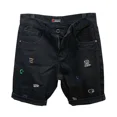 thumbnail image 4 of Pantalones vaqueros cortos rectos negros para hombre, pantalones cortos de mezclilla con gráficos para hombre, originales, nuevos, elásticos, con cremallera, moda coreana, talla XL, 4 of 5