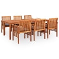 thumbnail image 3 of vidaXL Solid Acacia Wood 7/9 Piece Outdoor Dining Set with Cream/Gray Cushions, 3 of 6