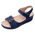 thumbnail image 5 of Orthopedic Sandals for Women Comfortable Low Wedges Breathable Footbed Arch Support Walking Shoes with Adjustable Strap Blue Size 7.5, 5 of 5