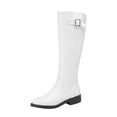 thumbnail image 1 of B91xZ Bottes pour Femmes à Fermeture Éclair Bout Rond Mode Moto Combat pour Femmes, Blanc 7.5, 1 of 4