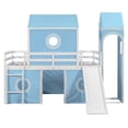 thumbnail image 6 of Miekor Furniture Twin Size Loft Bed with Slide Pink Tent and Tower - Blue MK2244, 6 of 12