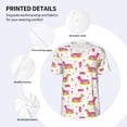 thumbnail image 3 of Zufioo Dachshund Dog Puppy Print Men's Baseball Short Sleeve, Moisture Wicking Button-Down Hip Hop Tee-4X-Large, 3 of 7