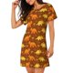 thumbnail image 2 of Easygdp Dinosaurs and Leaves Camisón de manga corta para mujer, informal, estampado, 2 of 6