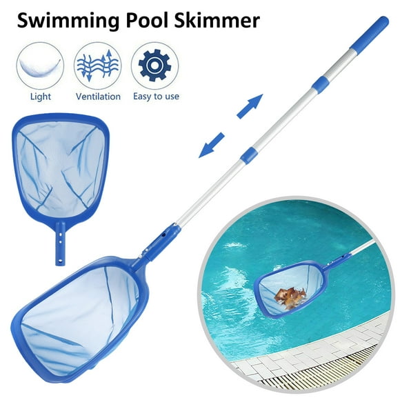 Jytue Telescopic Leaf Skimmer Net 17.5-35.5inch Swiming Pool Net, Extendable 3 Section Aluminum Pole Swimming Pool Leaf Net Skimmer Rake with Fine Mesh for Cleaning Swimming Pools Tub Spas Fountain