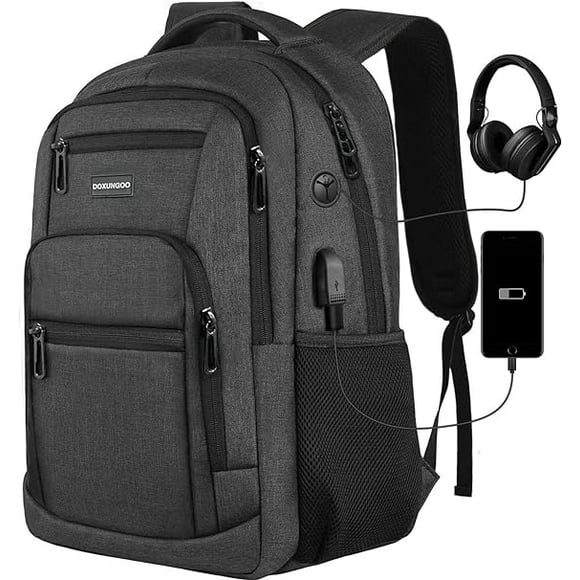 mochila de viaje de negocios DOXUNGOO antirrobo para portátil 15.6 pulgadas con puerto de carga USB resistente al agua