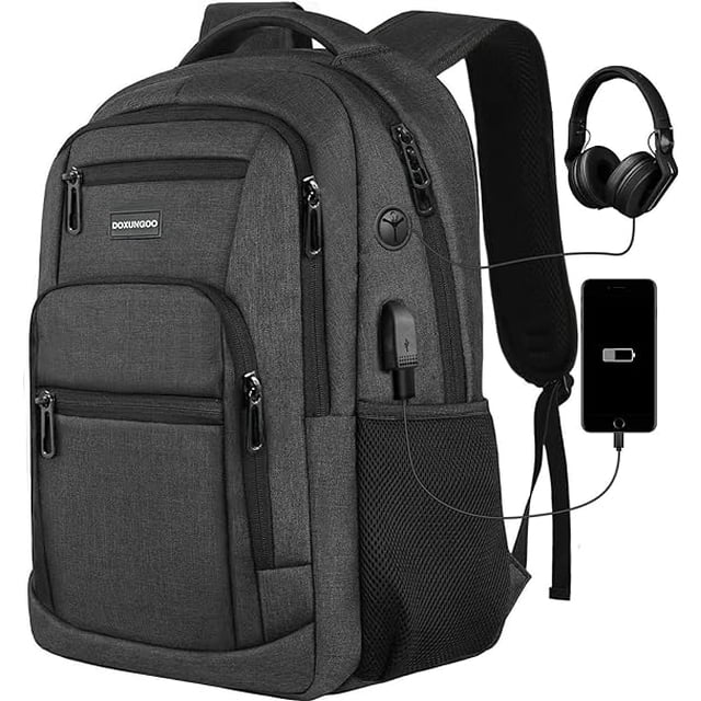 mochila de viaje de negocios DOXUNGOO antirrobo para portátil 15.6 pulgadas con puerto de carga USB resistente al agua