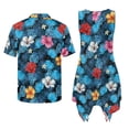 thumbnail image 7 of Psesaysky Couples Matching Hawaii Luau Outfit Short Sleeve Shirts or Dress,Hibiscus Blue Palm Print Women Sleeveless Flowy Sundress or Mens Button Down Shirts Plus Size for Travel or Party, 7 of 7