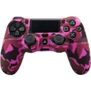 MXRC Silicone Rubber Cover Skin case Anti-Slip Water Transfer Customize Camouflage for PS4/SLIM/PRO Controller x 1(Dark Pink)