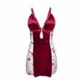 thumbnail image 5 of PBFRDSJ Women's Lingerie V Neck Satin Babydoll Sleepwear Sexy Lace Chemise Side Floral Sheer Nightgown, 5 of 6