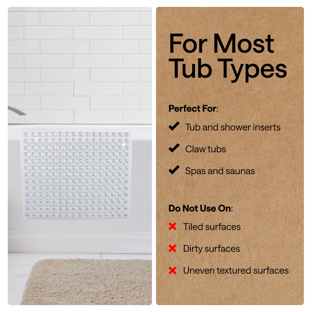 Gorilla Grip Patented Bath Tub Mat, 35" x 16", Clear photo 5