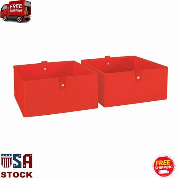 2 Pcs Folding Storage Bin Cube Basket Organize Durable Playrooms Closets Kid Red