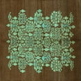 thumbnail image 1 of Ahgly Company Indoor Square Oriental Turquoise Blue Industrial Area Rugs, 6' Square, 1 of 4