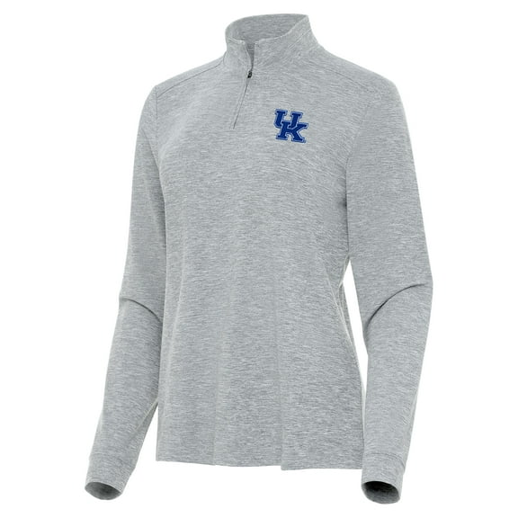 Women's Antigua Heather Gray Kentucky Wildcats Mentor Long Sleeve Quarter-Zip Mock Polo