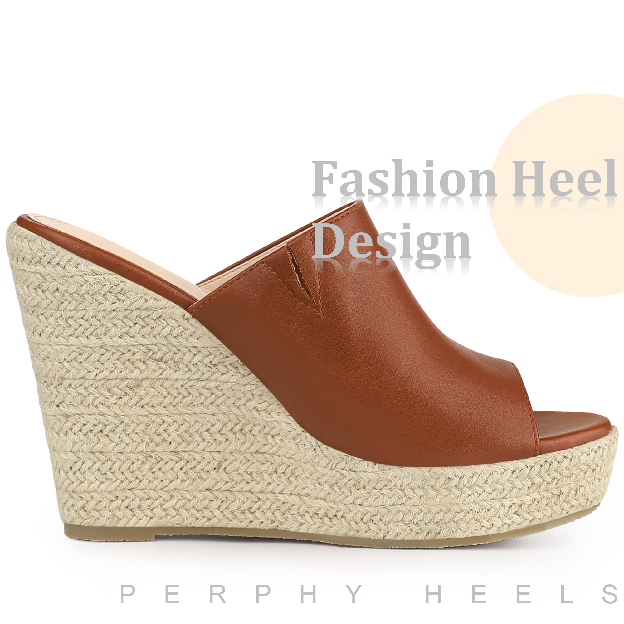 DARING DIVA Women's Open Toe Espadrille Wedge Heel Platform Slide Sandal Burgundy 7.5