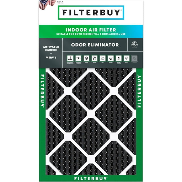 Filterbuy 10x20x1 MERV 8 (MPR 600) Odor Eliminator, Pleated HVAC AC Furnace Air Filters (1-Pack)