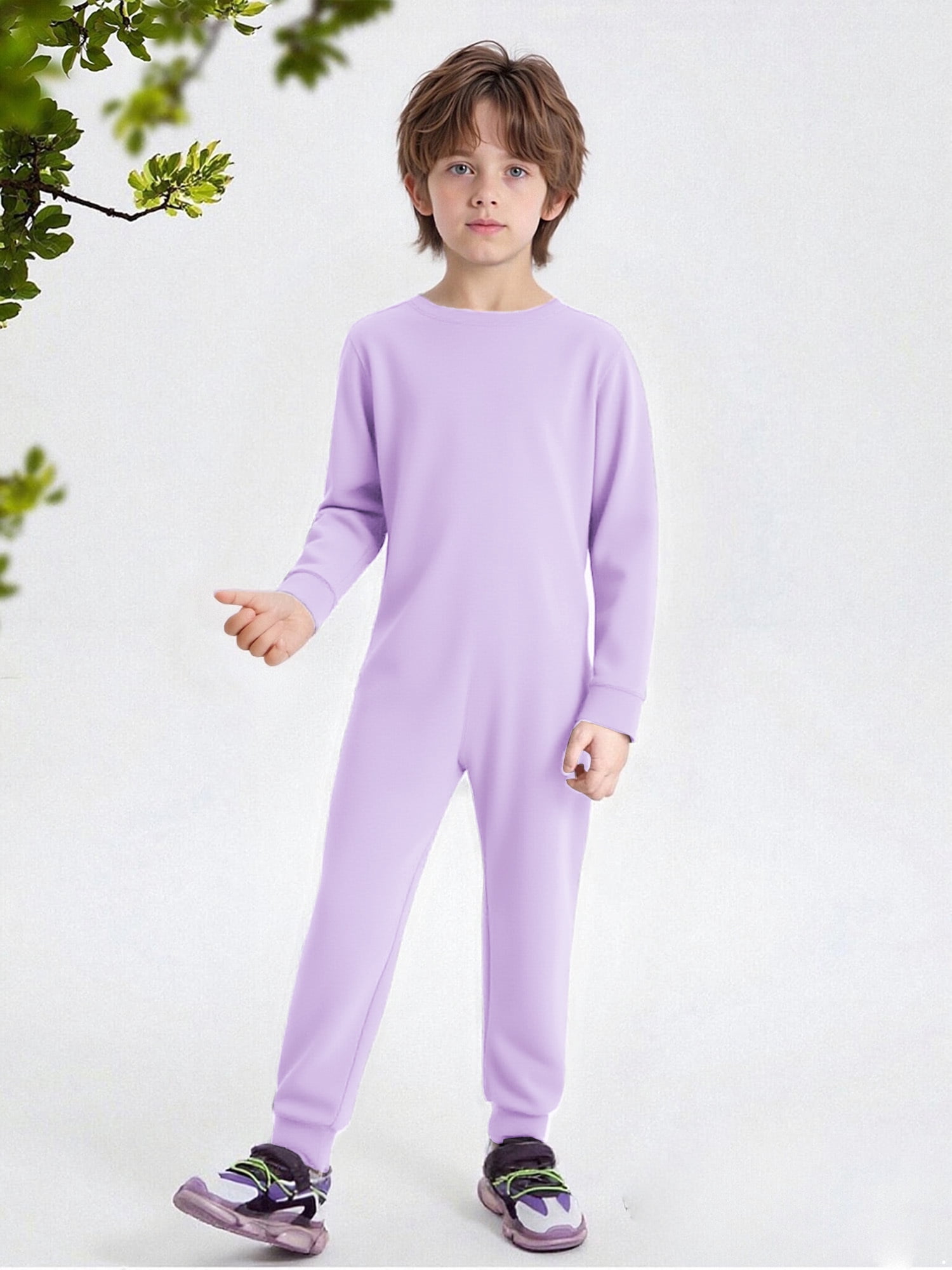 inlzdz Special Needs Adaptive Clothing for Children Cotton Long Sleeve Anti-strip Jumpsuit Onesie Lavender 6