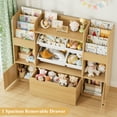 thumbnail image 4 of Hiphuta Kids Bookcase Toy Storage Organizer, Wooden Toy Organizer of 4 Bins& 1 Removable Drawers for Home Bedroom, Kids Bookshelf Toy Box with Book Rack, Natural, 4 of 8