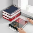 thumbnail image 3 of Clear Document Storage Box Stackable Filing Containers Paper Storage Box, 3 of 15