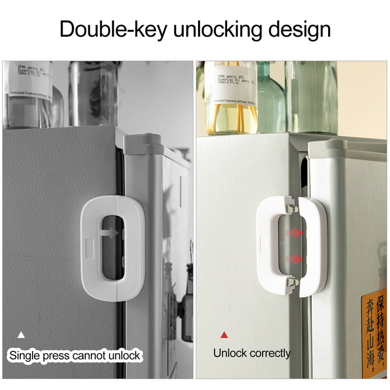  NiHome Child Proof Refrigerator Fridge Freezer Door Lock 2-Pack  for Kids Safety, Child Proof Doorknob for Max 1 (25mm) Sealing Strip for  Toddlers and Kids, No Tools or Drilling Need (Grey) 