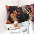 thumbnail image 4 of Kdxio Cotton Pillow Cases 14"x20" Pillowcases,Soft and Breathable Bedroom Pillow Cases-Colorful Flower German Shepherd-No Pillow Core, 4 of 5