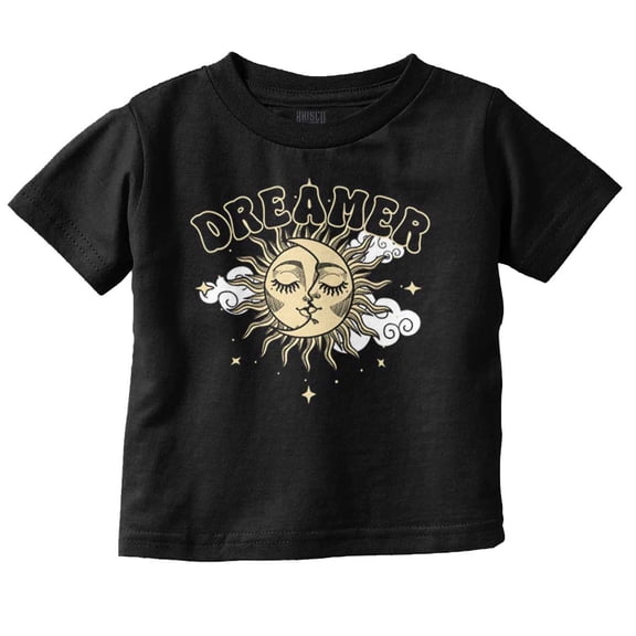 Dreamer Celestial Sun Moon Face Toddler Boy Girl T Shirt Infant Toddler Brisco Brands 6M