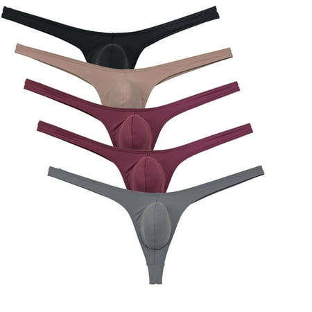 Botmois 5PCS/LOT Men s Solid Spandex Micro Thongs Sexy Guy Contoured Pouch Bikini Tangas String Briefs Lingerie Underpants 5RR M
