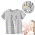 thumbnail image 2 of EnJoCho Children's Tees Toddler Summer T Shirt Little Children Cartoon Rabbit Top Cartoon Pattern Girl Short Sleeve Grey Jacket Trendy Clothing Casual Wear, 2 of 6