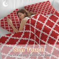 thumbnail image 4 of 3 Piece Quatrefoil Moroccan Pattern Duvet Cover Set California King,Microfiber Comforter/Quilt Cover with Corner Ties and 2 Pillowcases,Geometric Red Backdrop All Season Bedding with Zipper Closure, 4 of 8