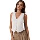 thumbnail image 4 of Chaleco QINSEN para mujer, cuello en V, sin mangas, botones en la parte delantera, blanco, talla M, 4 of 6