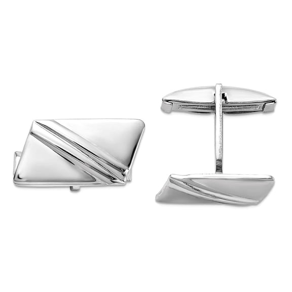 925 Sterling Silver Rhodium Plated Stripe Design Cuff Links 15x9.5mm Wide Cuff Link for Men