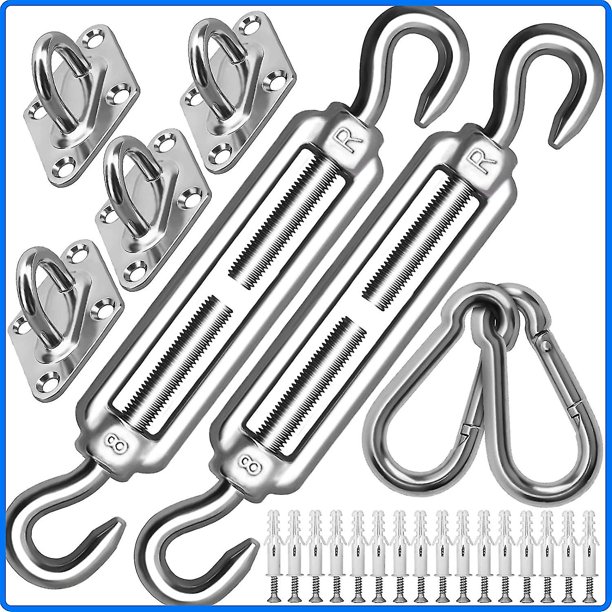 Kit de fijación de toldo M8 de alta resistencia, kit de fijación de toldo de acero inoxidable 304 para triángulo y cuadrado, kit de accesorios (m8) Baobao
