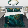thumbnail image 2 of Designart "Liquid Magic in Teal and Gold I" Abstract Bedding Covert Set - Modern Teal Transitional Bed Set With 1 Sham, 2 of 6