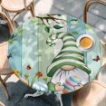 thumbnail image 4 of Round Table Cover 45-54 Inch Easter Gnomes Waterproof Reusable Table Cloth Round Fitted Vinyl Tablecloth with Elastic Edged for Parties Outdoors, Watercolor Eggs Branches Leaf Flowers Spring Wood, 4 of 6