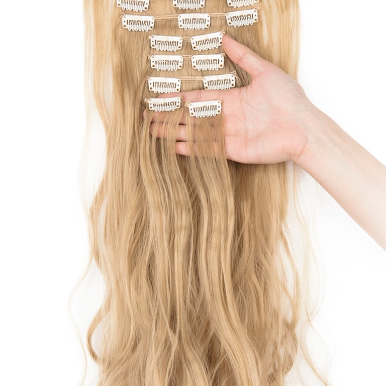 SHCKE 8Pcs Clip in Wavy Hair Extensions 24 Inch Synthetic  display picture 1
