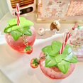 thumbnail image 3 of Plastic Tumblers with Lids Straws, Reusable Party Drinking Cup, Cold Coffee Tumbler, Cute Cartoon Strawberry StrawCups for Kids Adults, 3 of 5
