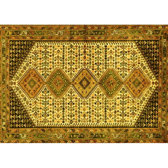 Ahgly Company Indoor Rectangle Persian Yellow Traditional Area Rugs, 5' x 8'