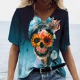 thumbnail image 1 of Camiseta Vintage con estampado 3D de calavera para mujer, blusas con cuello en V, Jersey informal de manga corta, Tops de gran tamaño, ropa Harajuku, camisetas de verano, 1 of 4