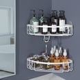 thumbnail image 2 of Aluminum Corner Shower Caddy Bathroom Shelf with Hooks, Shower Basket Organizer, No Drilling Traceless Adhesive Storage Rack Rustproof Wall Mounted for Bathroom, Toilet - 2 Pack, Silver, 2 of 8