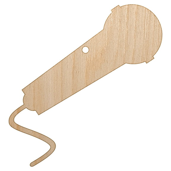 Microphone Solid Wood Holiday Christmas Tree Ornament Unfinished DIY Pre-Drilled Craft