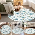 thumbnail image 6 of Round Area Rug 3ft Teal Blue Rose Floor Carpets Indoor Floor Area Mat Stain-Proof Mat Circle Rugs for Living Room Dining Room Kitchen Bedroom, Watercolor Farm Flower Sofa Throw Carpet, 6 of 9