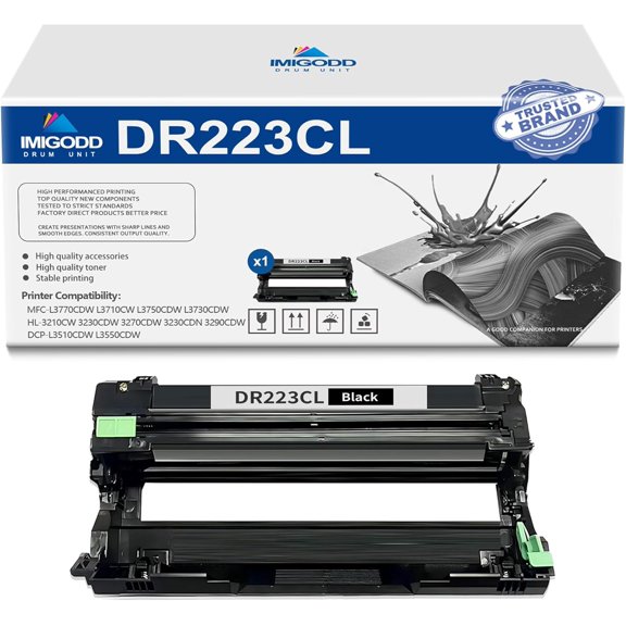1-Pack DR223CL Black Drum Unit Replacement for Brother High Capacity 19,000 Pages with MFC-L3770CDW L3710CW L3750CDW L3730CDW HL-3210CW 3230CDW 3270CDW 3230CDN 3290CDW DCP-L3510CDW L3550CDW Printer