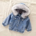 thumbnail image 2 of Odeerbi Toddler Winter Coat Kids Boys Girls Outerwear Jackets Child Baby Hooded Plus Thick Coat Fleece Warm Thick Denim Jacket Acetate Fiber Cotton Clothes Gray, 2 of 4