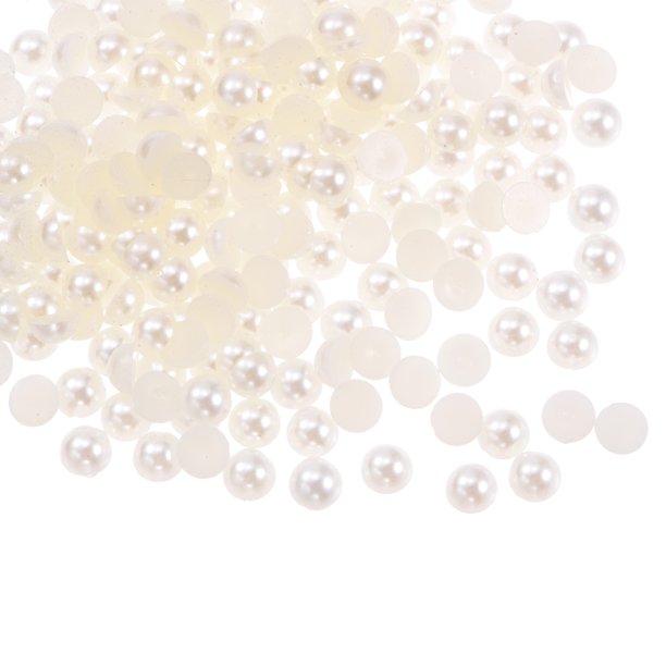 Cuentas de media perla Unique Bargains 200uds ABS 5mm Beige