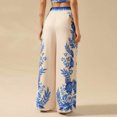 thumbnail image 4 of YIFUNIN Women's High Waisted Wide Leg Pants with Floral Print, Loose Fit Casual Palazzo Trousers for Spring Summer, Flowy Comfortable Beach Pants,Blue L, 4 of 4