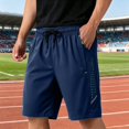 thumbnail image 2 of Resicozy Casual Sweat Shorts for Men with Zipper Pockets Cotton Athletic Gym Shorts Lightweight Running Lounge Shorts Navy 2XL, 2 of 8