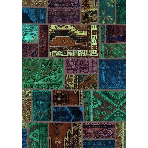 Ahgly Company Indoor Rectangle Oriental Light Blue Modern Area Rugs, 8' x 10'