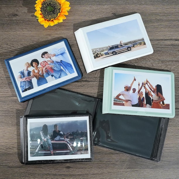 Álbum de fotos con capacidad para 29 imágenes, ranuras para fotos horizontales, portafolios portátil para boda, aniversario, familia (negro)